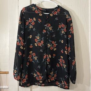 Vintage sheer floral blouse